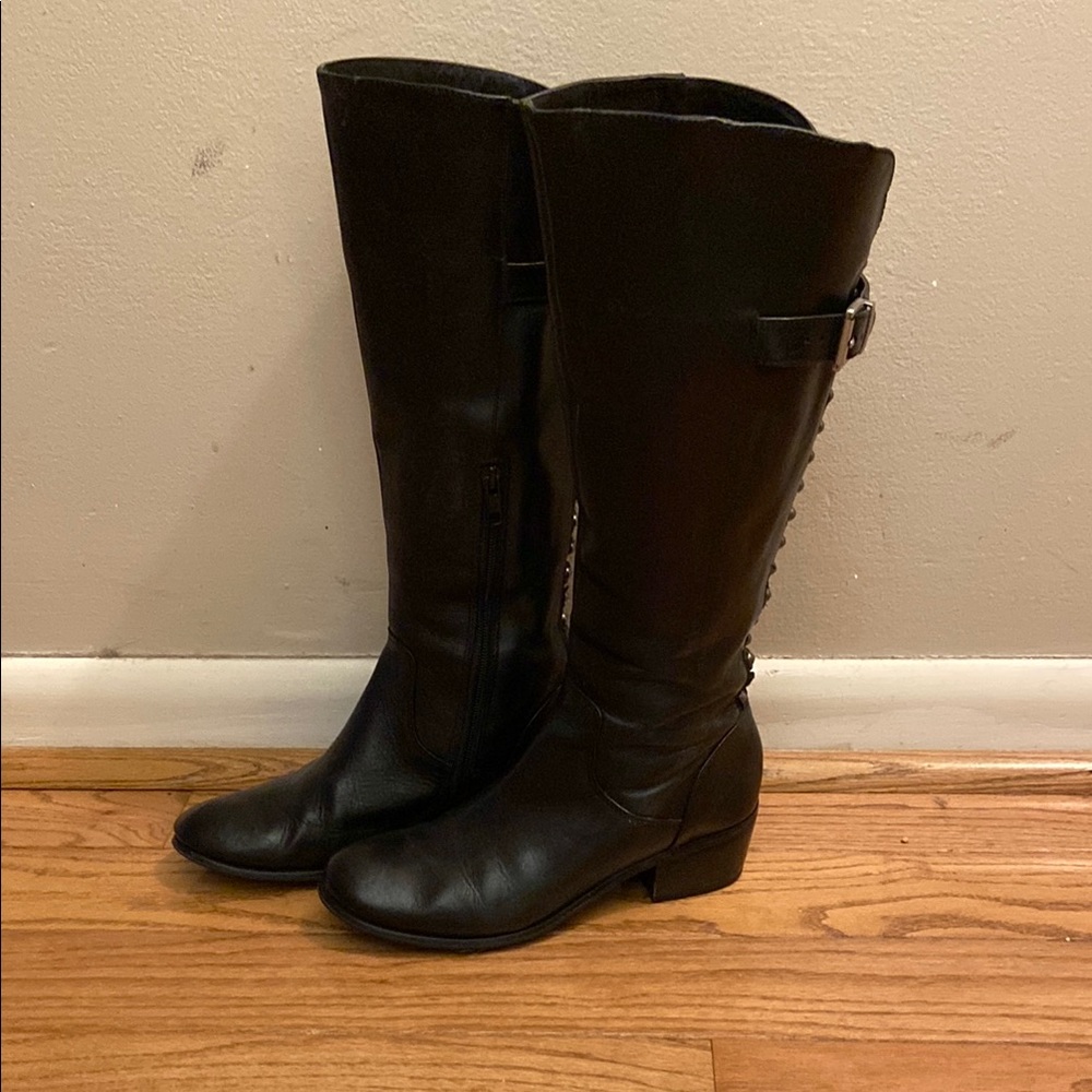 Black Leather Knee-High Boots